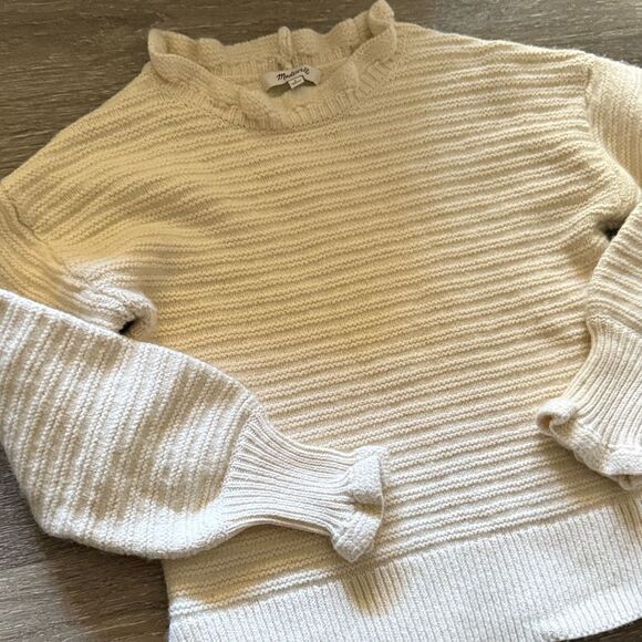 Madewell Ivory Ribbed Crew Neck Sweater - Picture 3 of 4